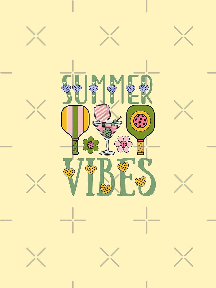 Retro Groovy Pickleball Pink Green Summer Vibes Graphic by Wennebabs