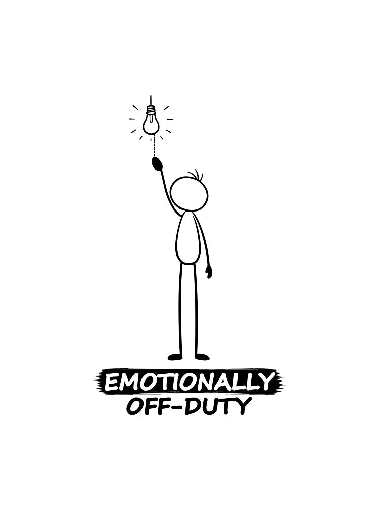Emotionally Off-Duty Funny Stick Figure by Pebl-Co