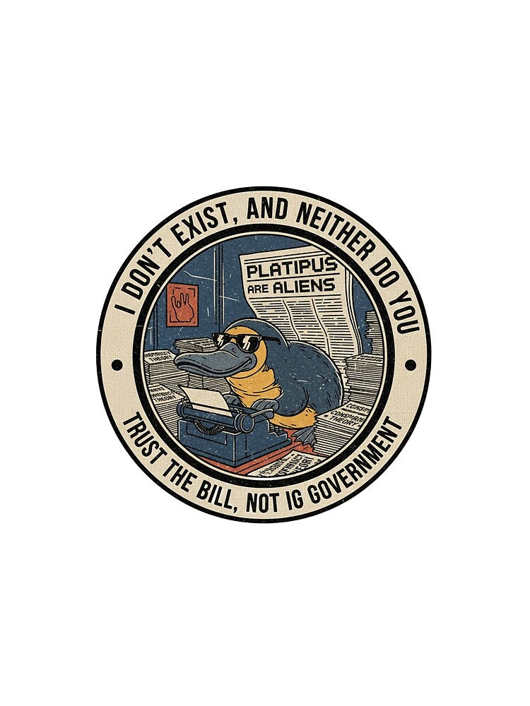 I Don't Exist Platypus Alien Conspiracy – Funny Existential 90s Vintage Graphic by FakeJoo