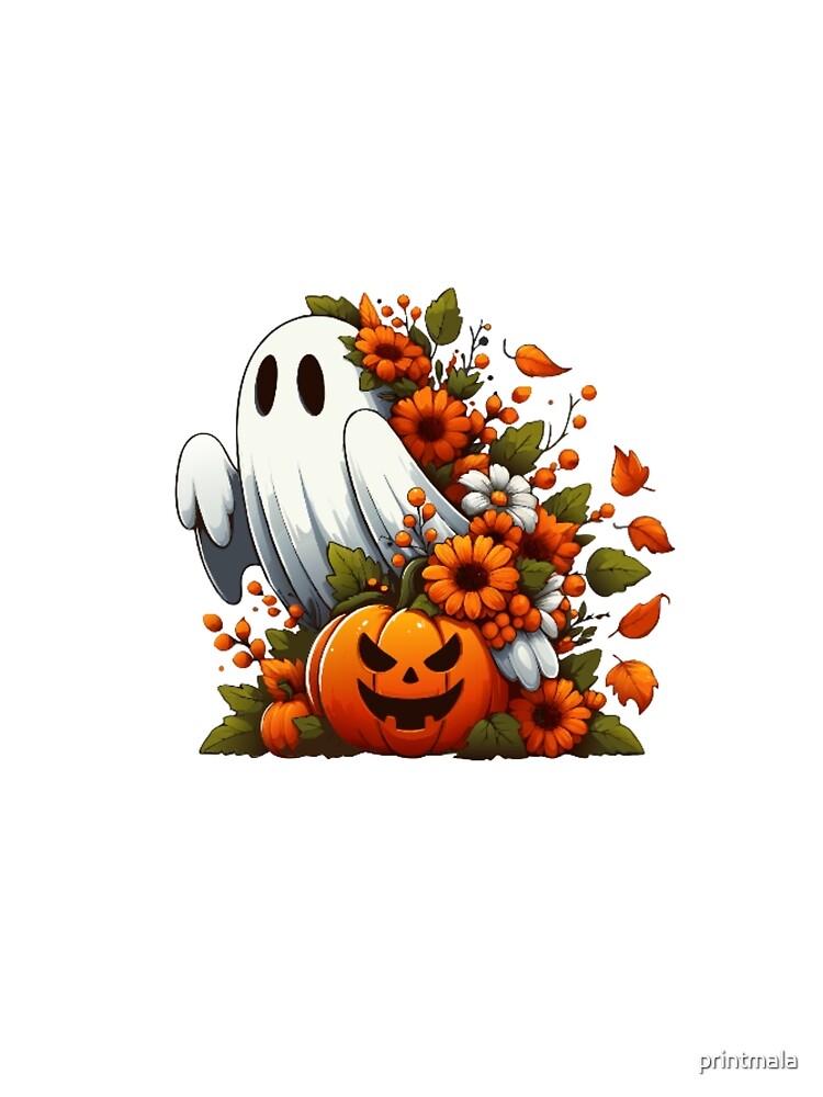 Floral Halloween Ghost by printmala