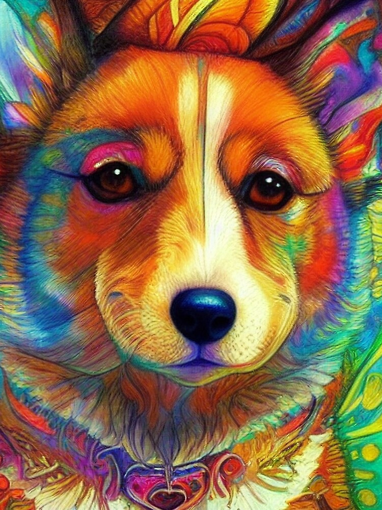 Tribal Corgi Dog Art 3 by DiatomDesigns