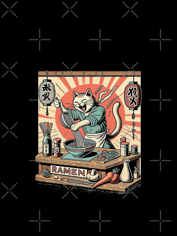 Funny Cats Ramen Ramel Retro Kawaii by LuminOrb