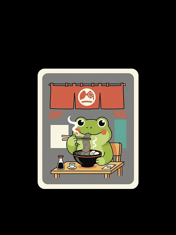 Frog Ramen Night Cute Japanese Illustration by JordynLadukeg65