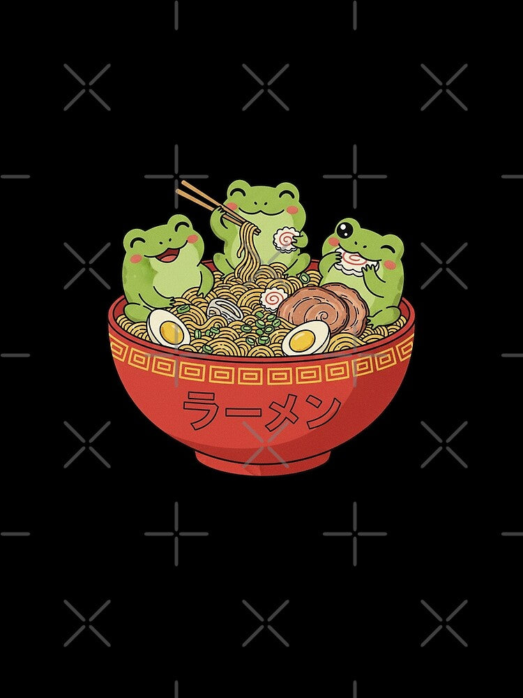 Cute Kawaii Three Frogs Ramen Bowl Japanese Vintage Art by Bongocomic