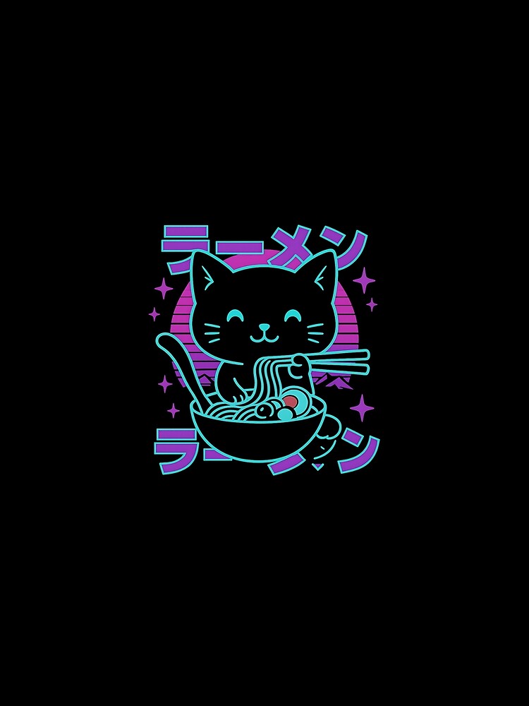Anime Ramen Cat Retro Japanese Noodles Aesthetic Kawaii cat by facegm