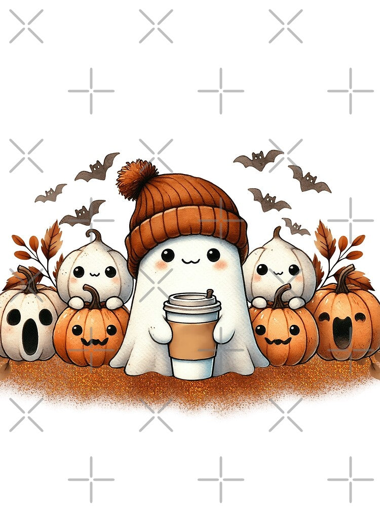 Cute Fall Ghost with beanie by amorprint