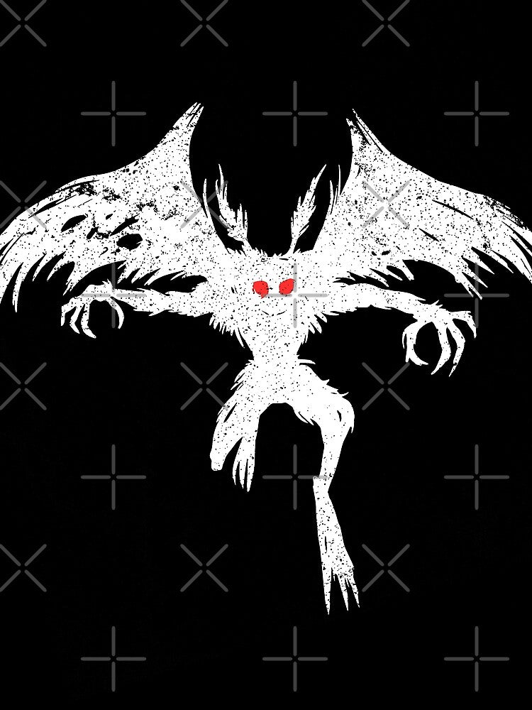Distressed Retro Japanese Anime White Mothman Occult God by MasterArtsman