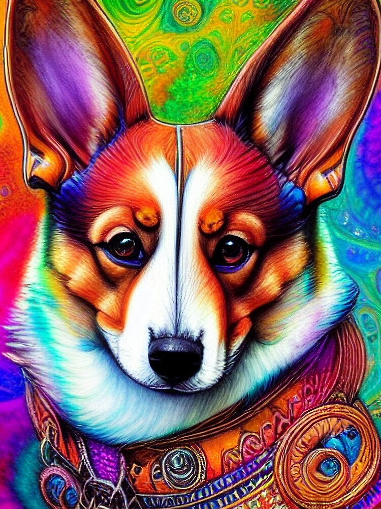 Tribal Corgi Dog Art 2 by DiatomDesigns