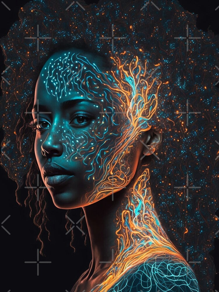 bioluminescent portrait with an abstract by Palteeshop