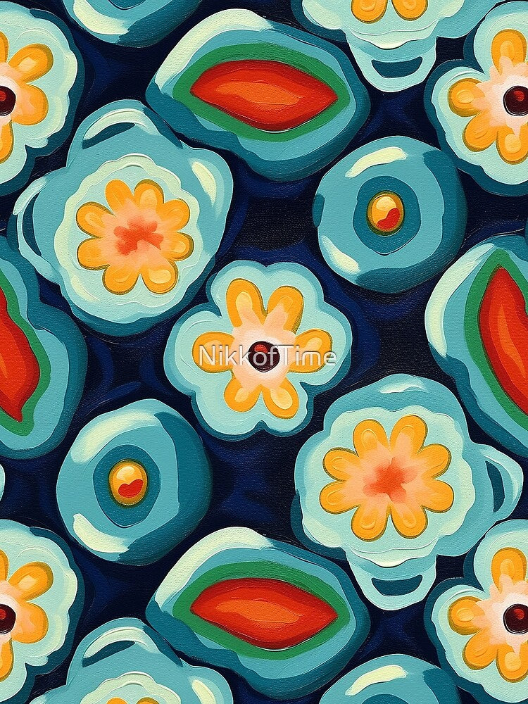 70s Groovy Retro Blooms Fun Pattern by NikkofTime