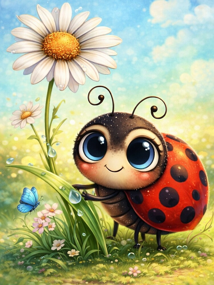 Ladybug with flower in a flower meadow by MyPersonalShirt