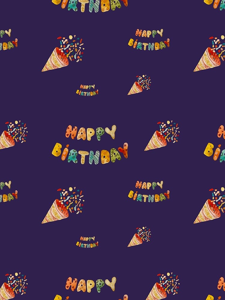 Happy birthday cute colorful pattern a watercolor violet by Yana Mustafina | Boho Soulful Designs