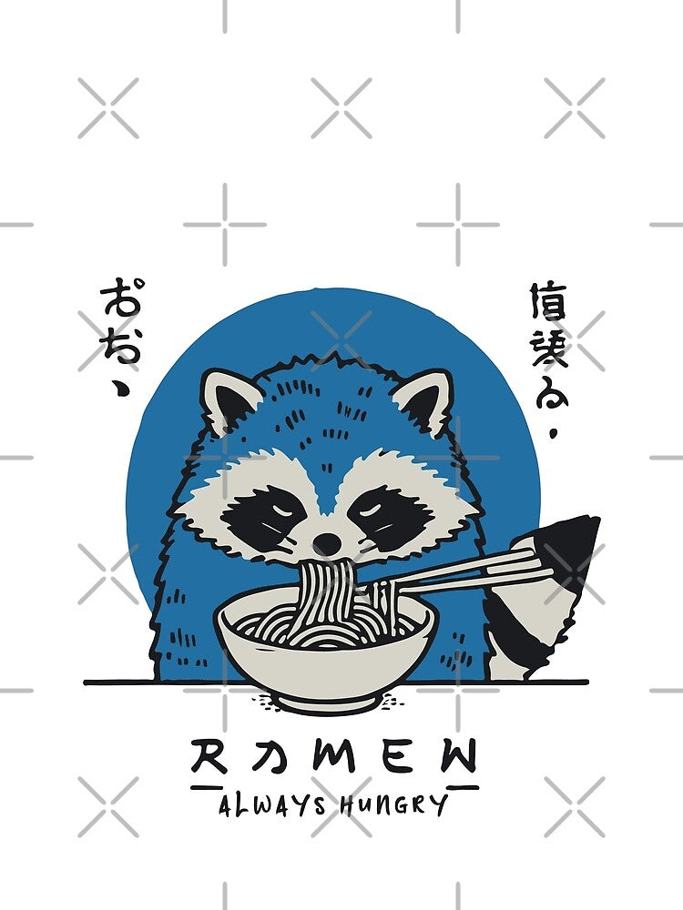 Ramen Noodles Raccoon Kawaii Retro Streetwear by LuminOrb