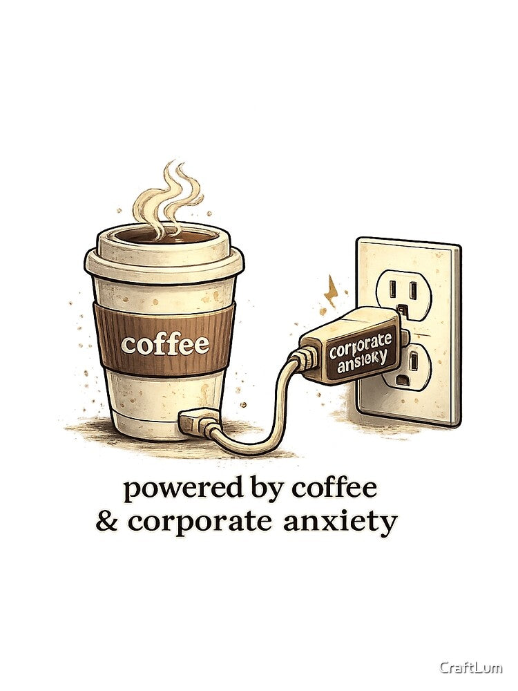 Powered by Coffee & Corporate Anxiety – Funny Work Humor Design by CraftLum