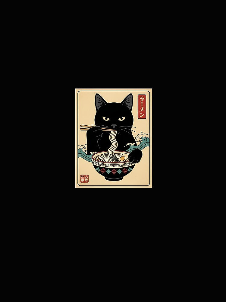 Japanese Cat Ramen Great Wave Vintage Art Food Men Women Kid by scottygrindz