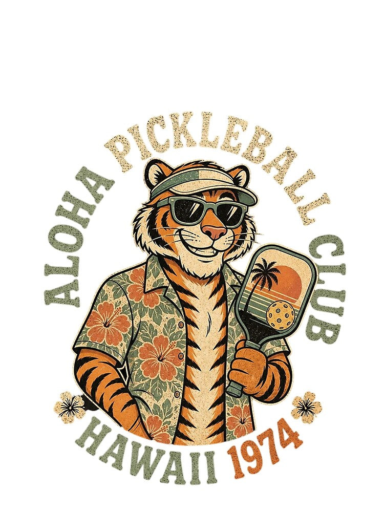 Retro Tiger Hawaiian Pickleball Club Vintage Graphic by mo-carnival