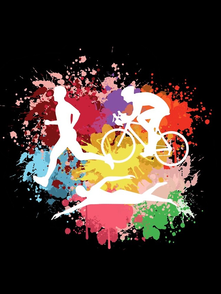 Triathlon Colorful Watercolor Art by LittleShop79