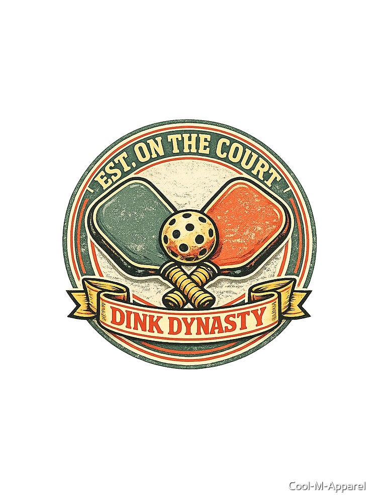 Dink Dynasty Retro Pickleball Club Crest by Cool-M-Apparel