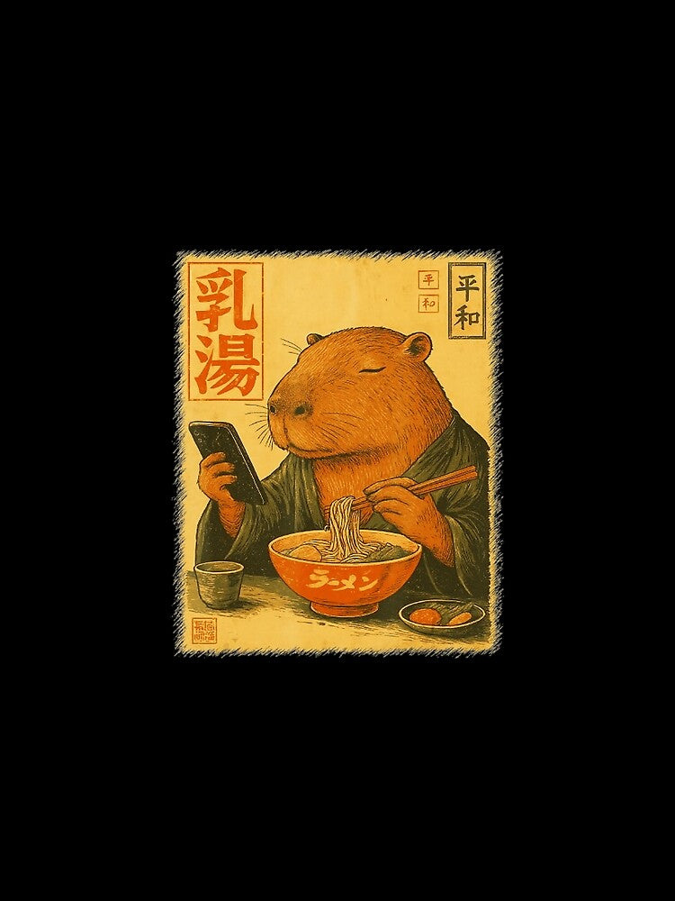 Capybara Ramen Lover Japanese Vintage Illustration by titanlevi