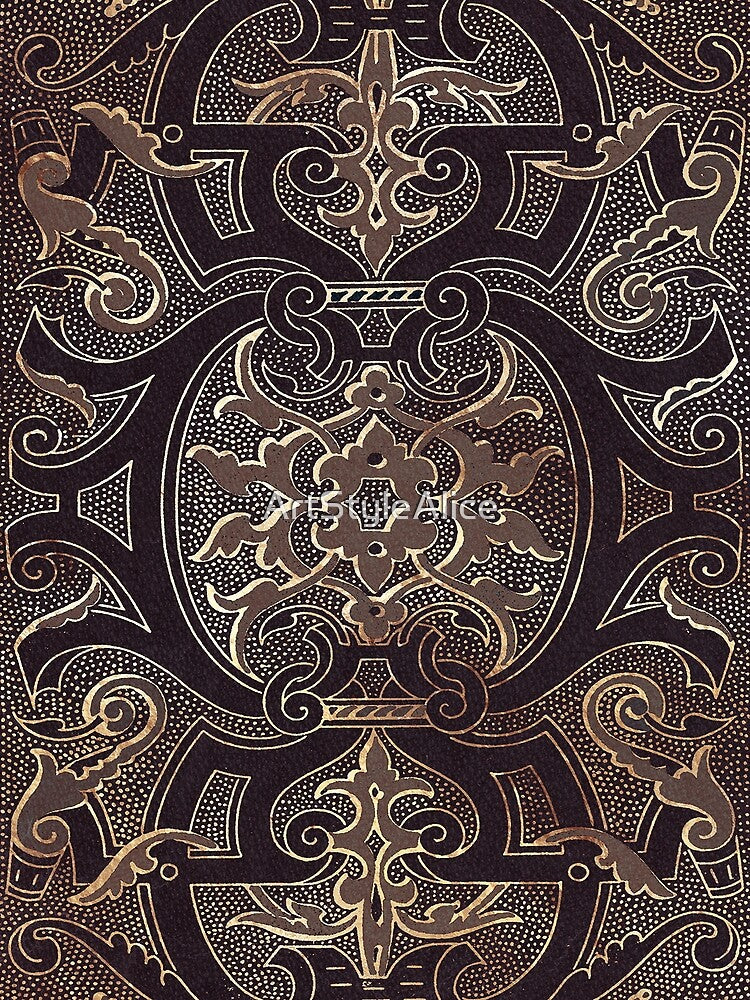 Victorian Ornate Leather Book Cover – Vintage Gold Pattern by ArtStyleAlice