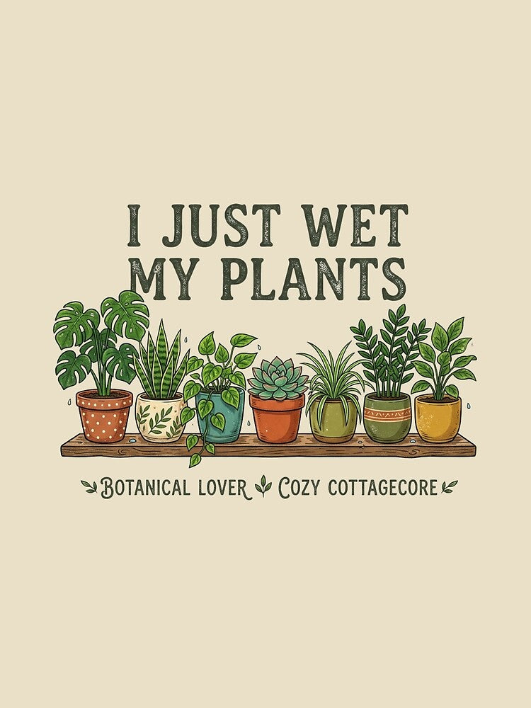 I Just Wet My Plants Funny Retro Houseplant Botanical Lover T-Shirt by PACS0011