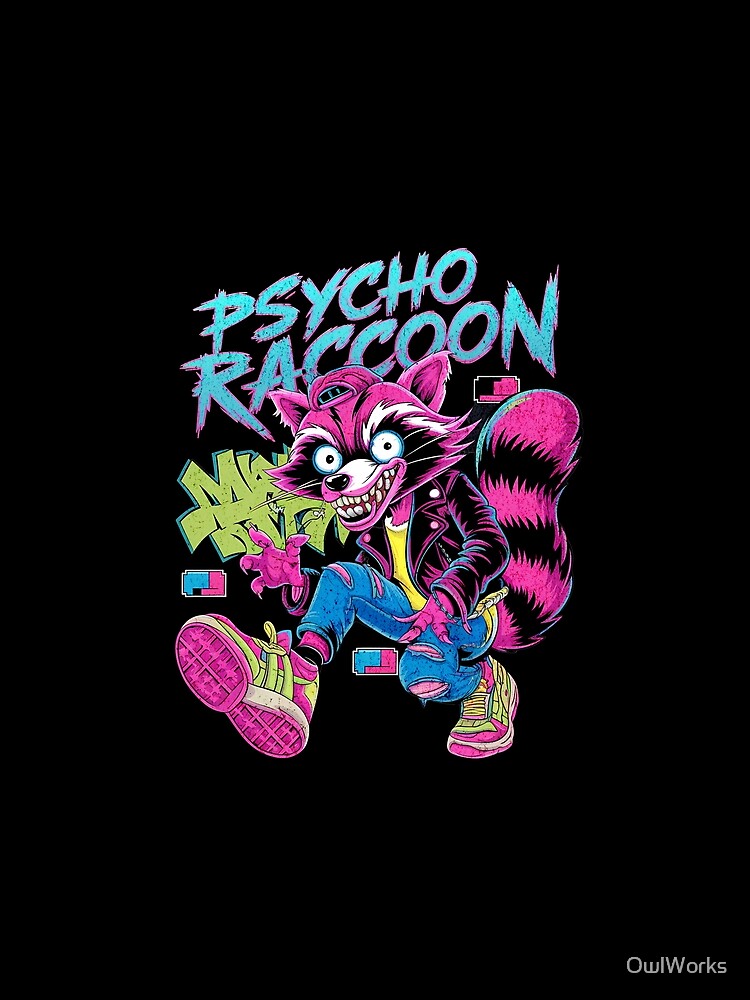 Psycho Pink Raccoon - Retro 90s Bootleg Madness by OwlWorks
