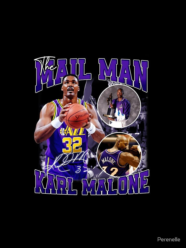 KARL MALONE The Mail Man Basketball Legend Signature Vintage Retro 80s 90s Bootleg Rap Style e by Perenelle