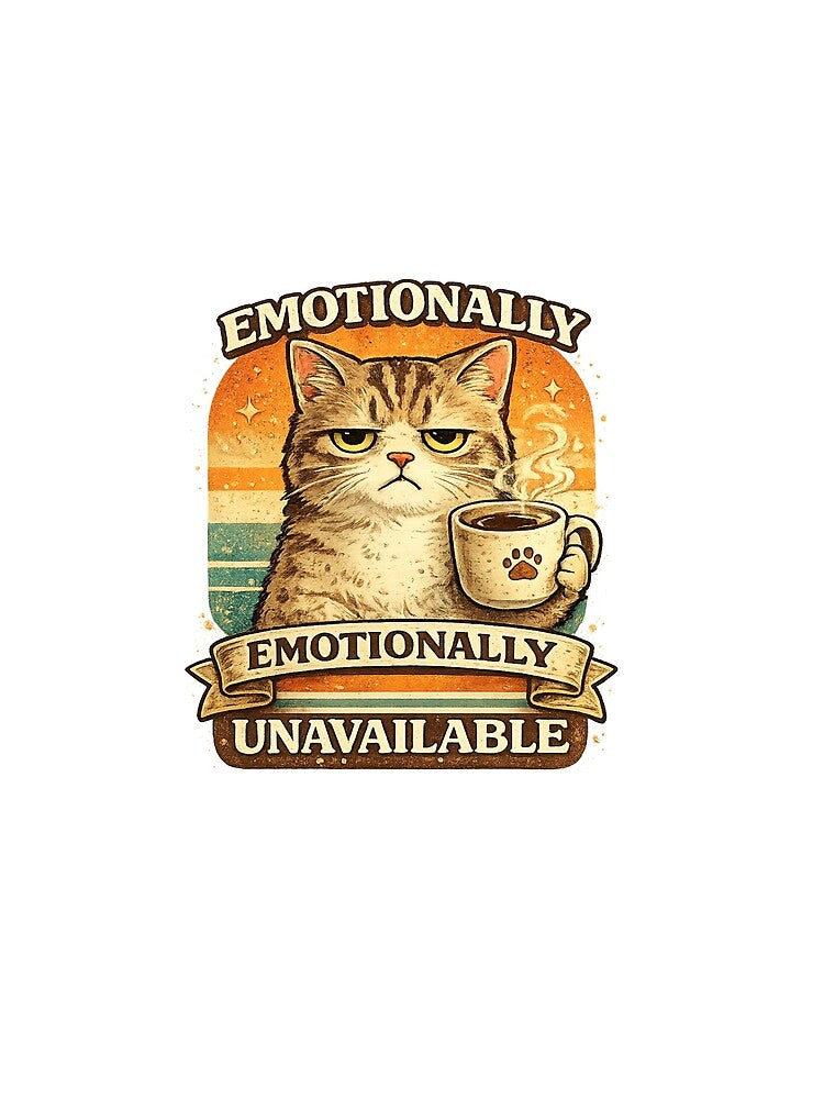Emotionally Unavailable Cat Funny Retro Design by F2FShop