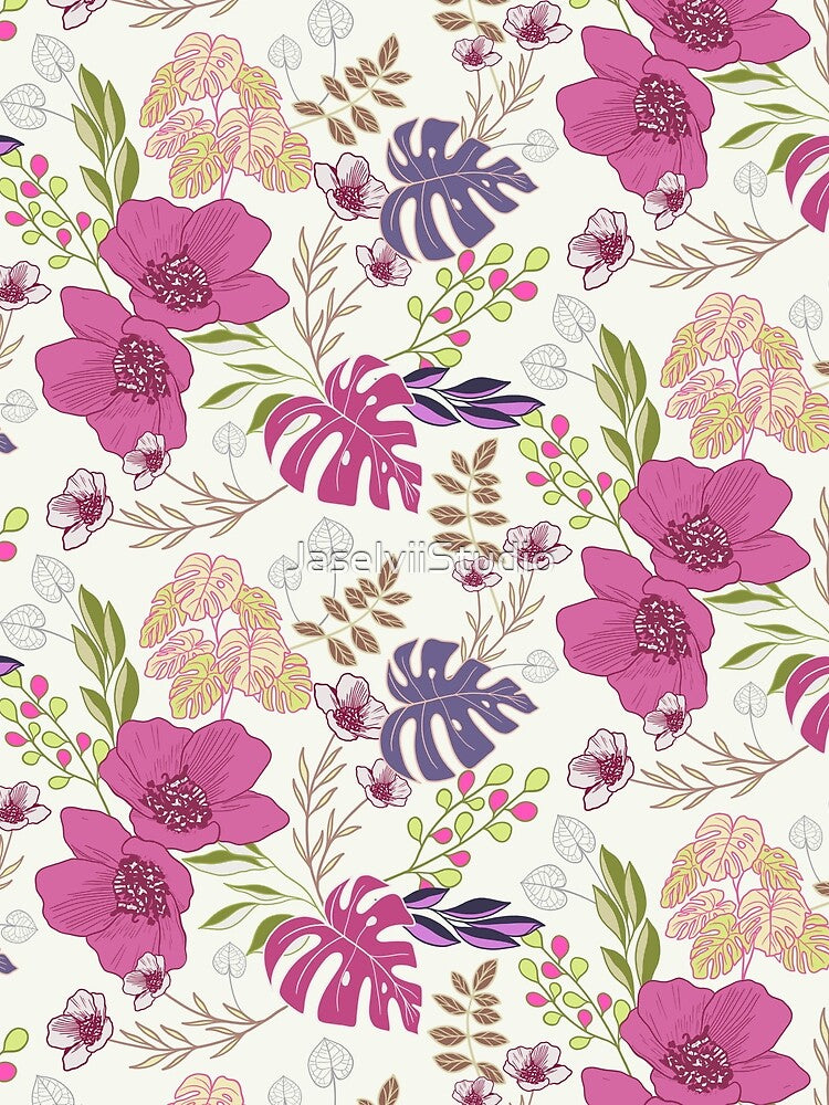 Spring Batik Floral - White by JaselviiStudio