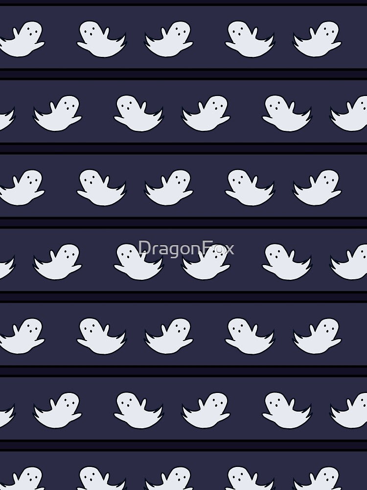 Stripes of Spooky Cute Ghosts Halloween Blue by DragonFox