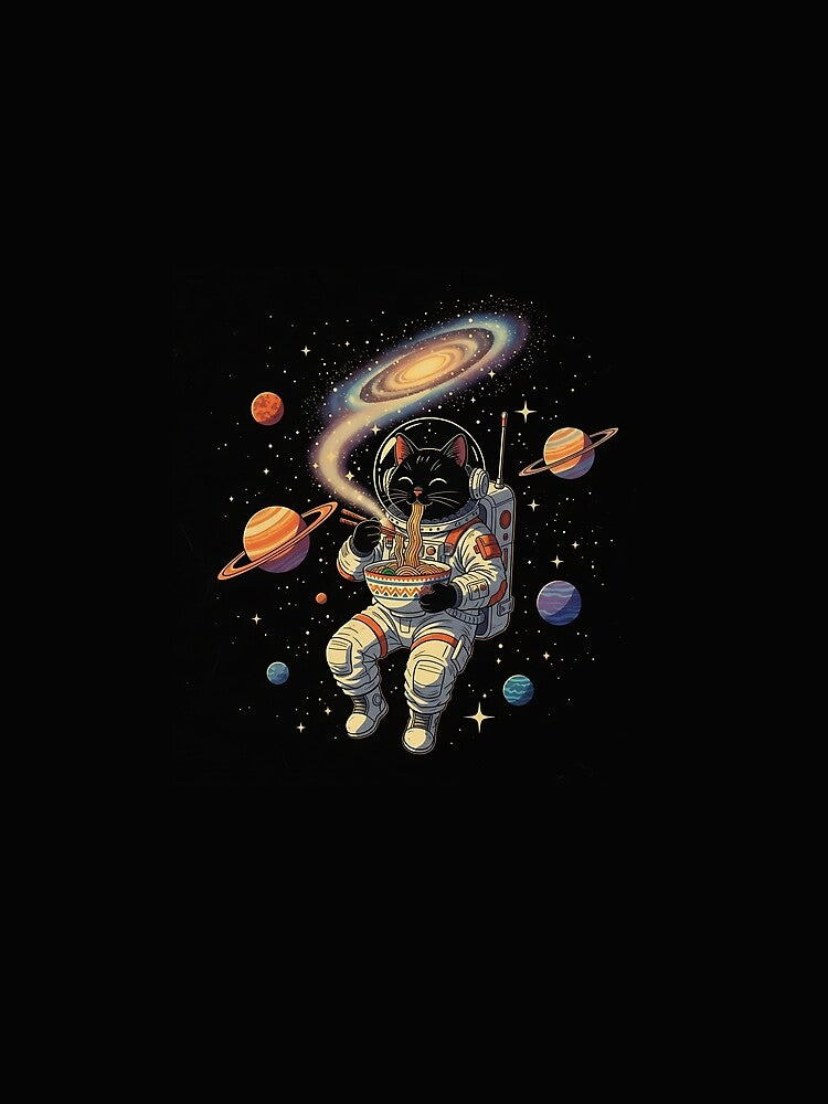 Cat Ramen Space Retro Anime Kawaii Japanese by MOHITSALVI