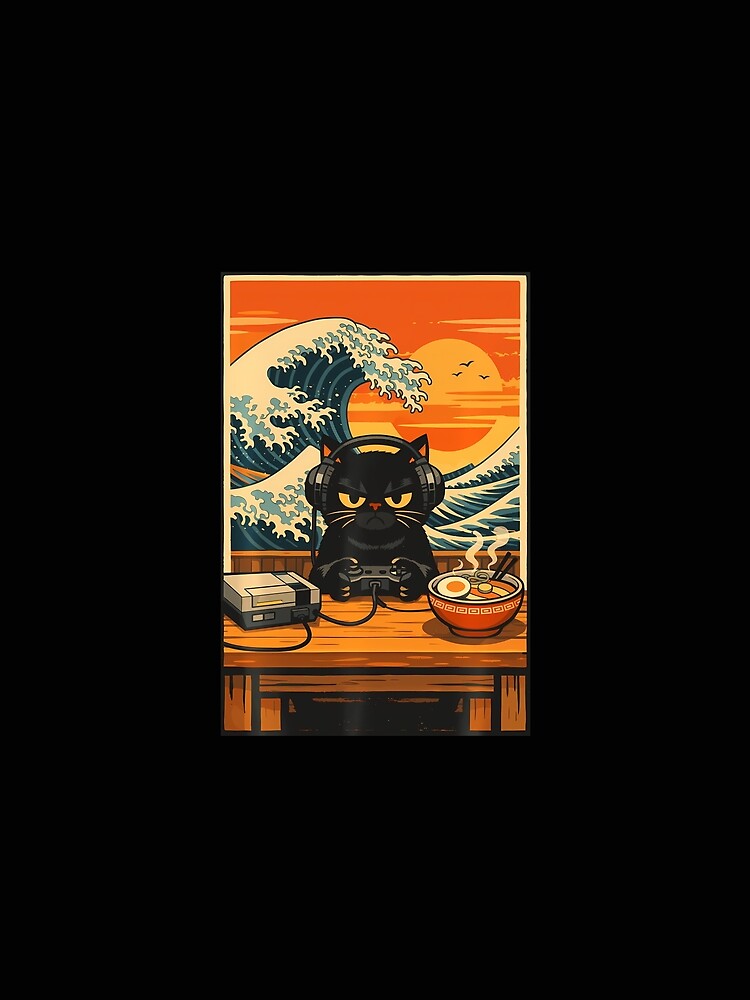 Retro Gamer Ramen Cat by Trungles-tee