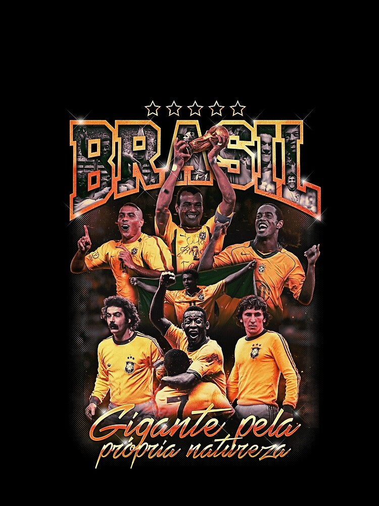 Brazil Football Legends in Vintage 90s Bootleg Style Classic T-Shirt by amprintsstudio