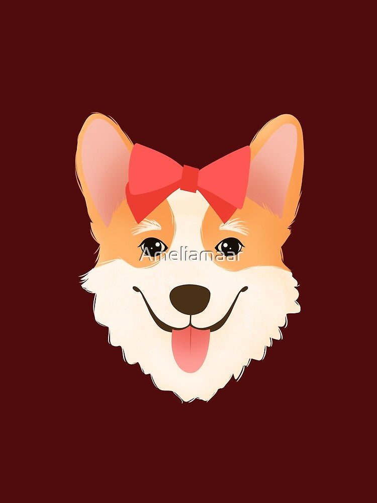 Christmas Corgi Wearing cute Ribbon by Ameliamaar