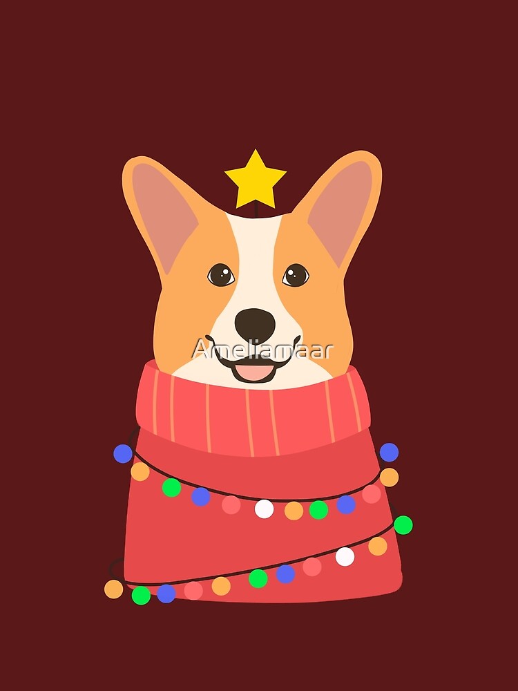 Cute Corgi wearing Christmas Sweater by Ameliamaar