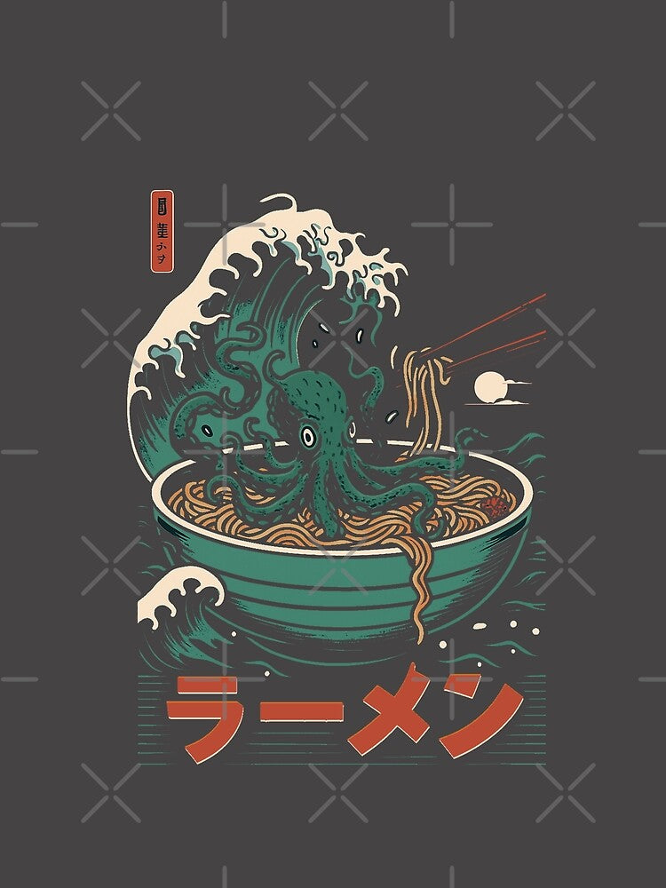 Vintage Japanese Ramen Octopus – Retro Noodle Wave Art by The True American