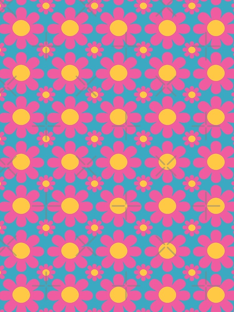 Pink Big Joyful Daisy — Retro Groovy Flower Power Pattern by ClaudiaFlores
