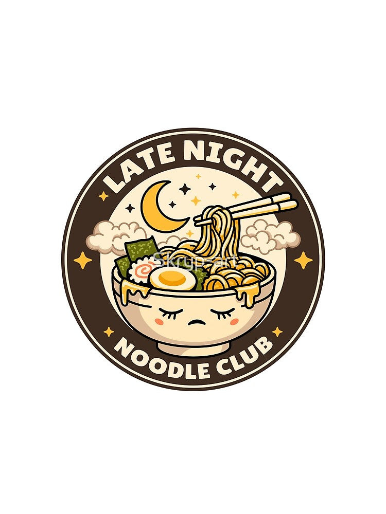 Late Night Noodle Club Cute Kawaii Ramen Bowl Food Design by Skryp-art