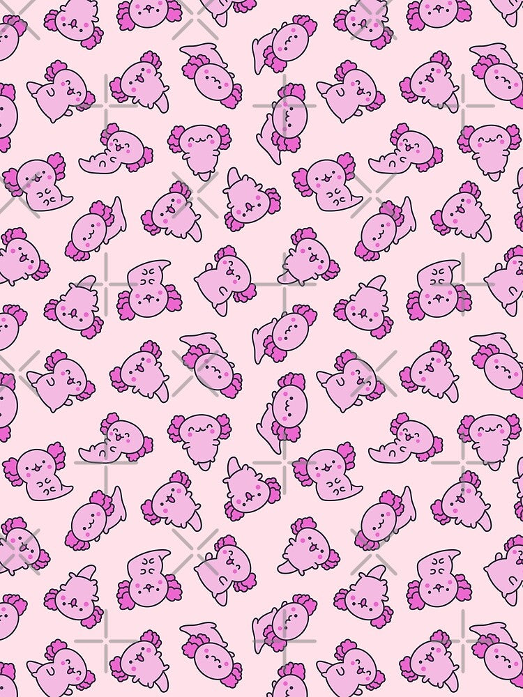 Cute Axolotl Seamless Pattern Kawaii Pink Cartoon Vibes by smeraldosecrets