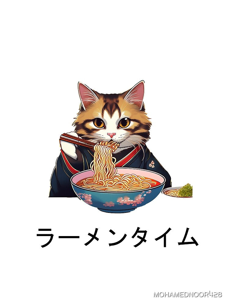 Retro Japanese Ramen Cat - Kawaii Aesthetic Noodle Time by MOHAMEDNOOR428