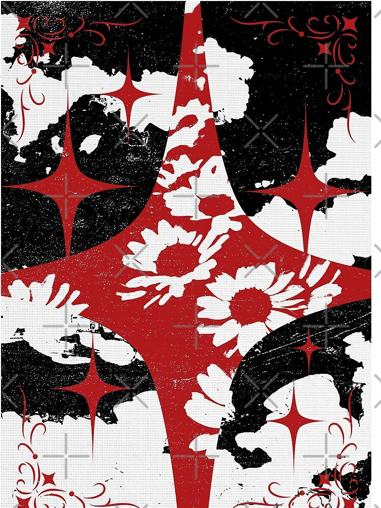 Red Grunge Floral Star Collage by AkaiRoom