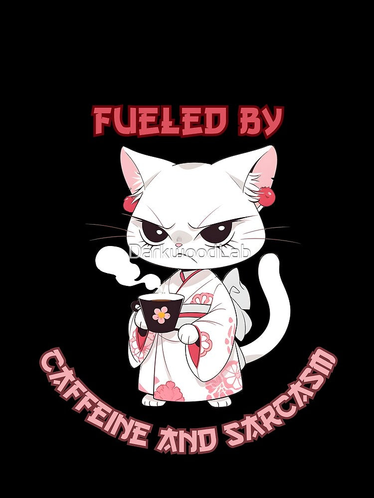 Fueled by Caffeine and Sarcasm Anime Lover Gift by DarkwoodLab