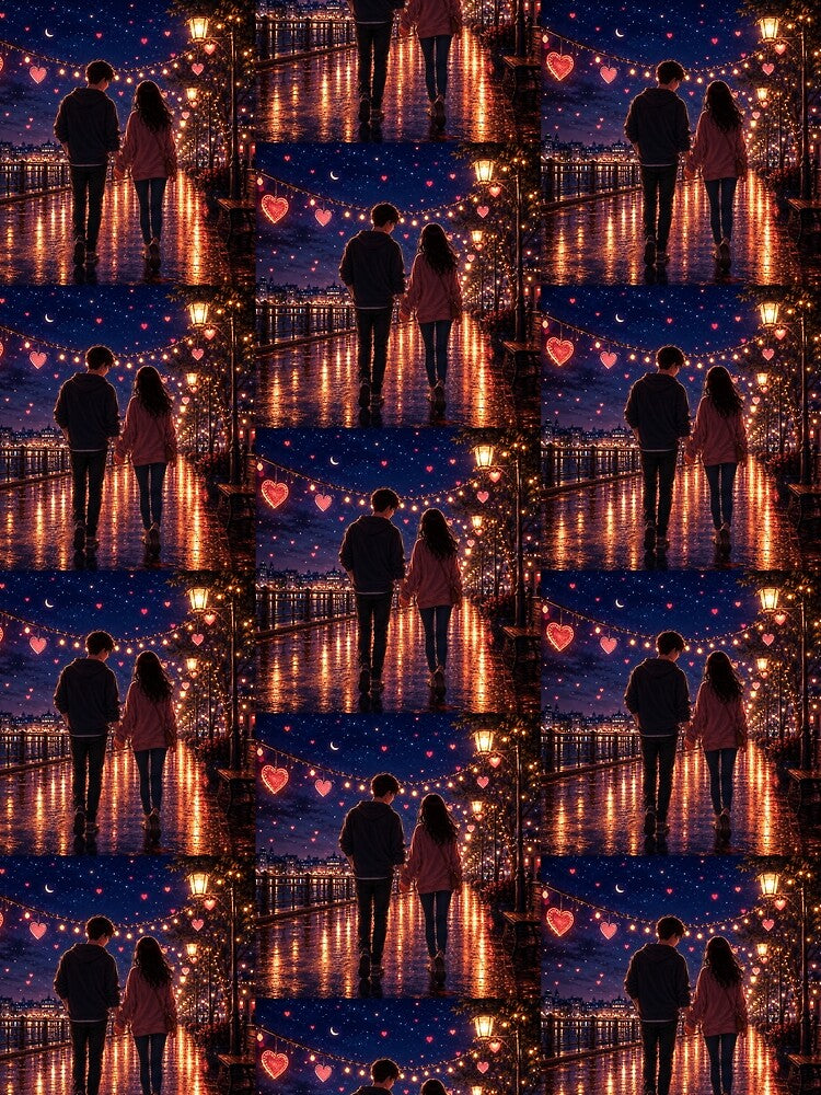 Romantic Night Walk Under Glowing Hearts by Lumio craft