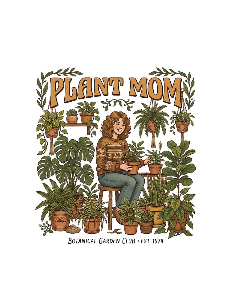 Vintage Plant Mom Botanical Illustration Retro Houseplants Aesthetic Design by urbinet