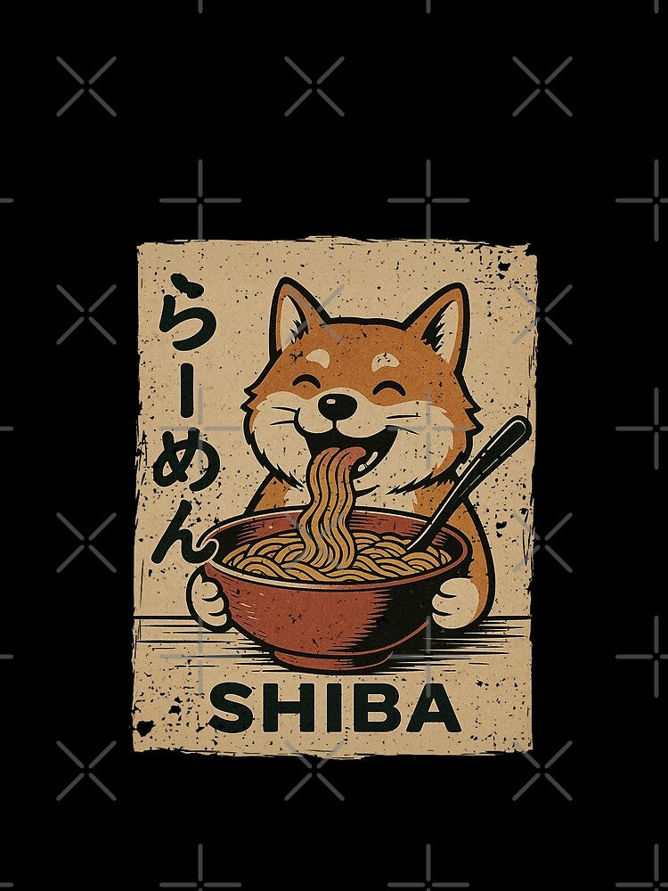 Shiba Inu Ramen Vintage Japanese Retro Dog Noodle Art by Damcoc