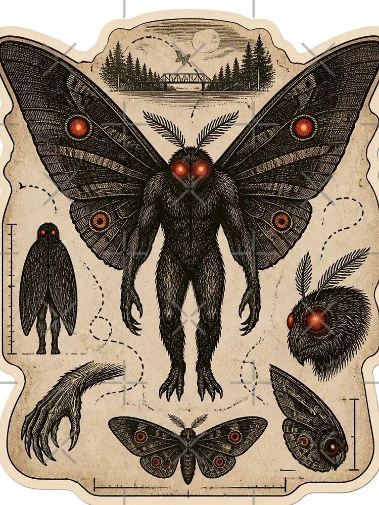 Mothman Cryptid Field Notes Vintage Halloween by StickyGuys