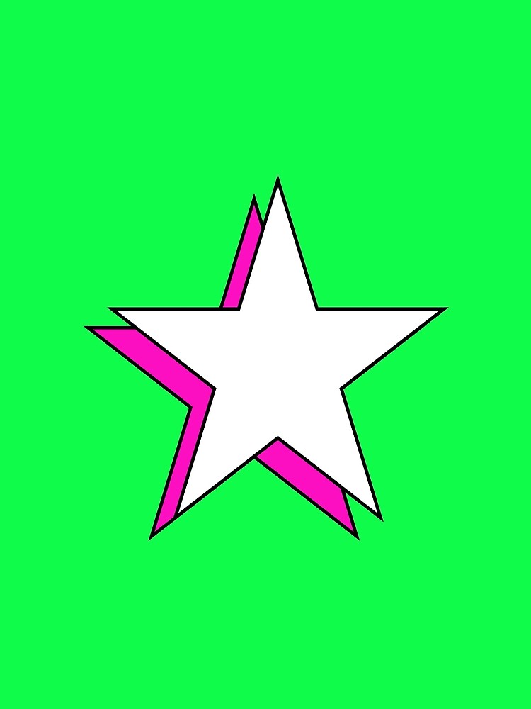 Preppy Pink White Minimalist Y2K Aesthetic Offset Shadow Star by Aesthetic Crew