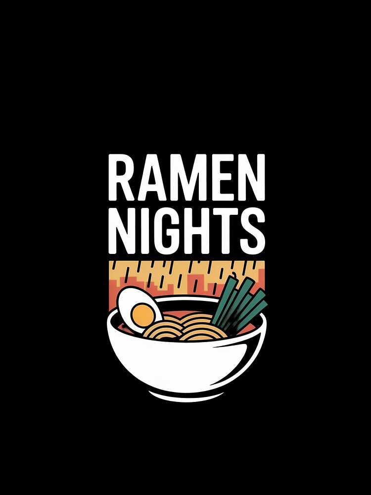 Ramen Nights Japanese Noodle Bowl Retro Food Graphic T-Shirt by DarylWelsh2024