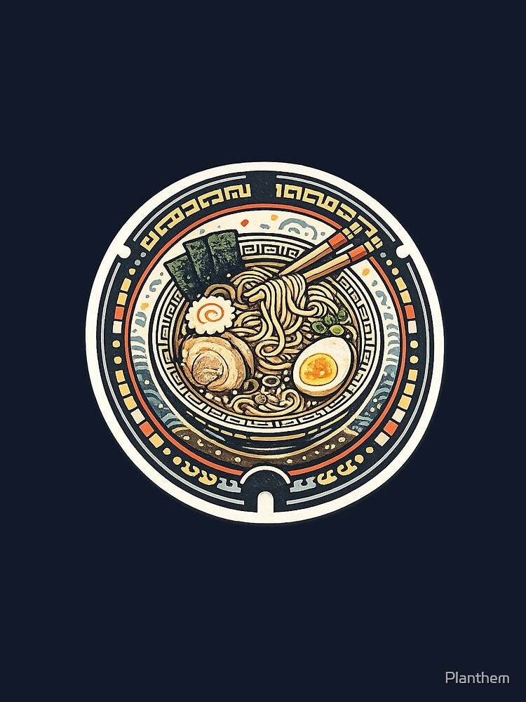 Ramen Bowl Top View – Japanese Manhole Cover Art by Planthem