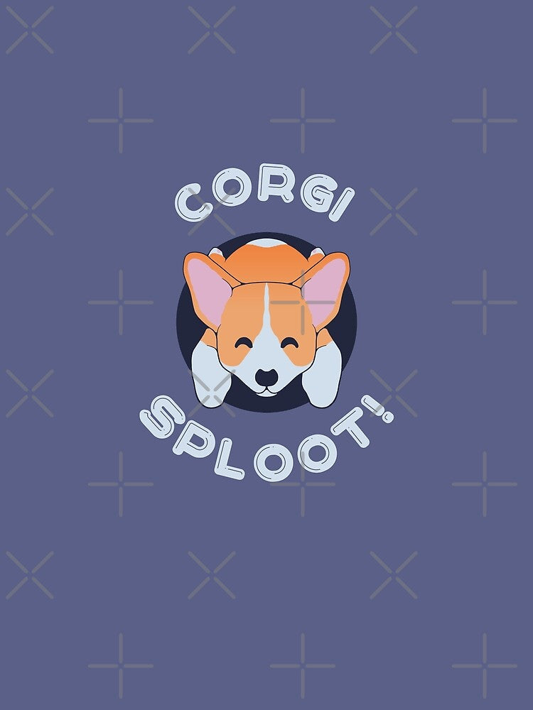 Corgi Sploot On Purple Background - Cute Funny Gift for Dog Owners by kritwanblue